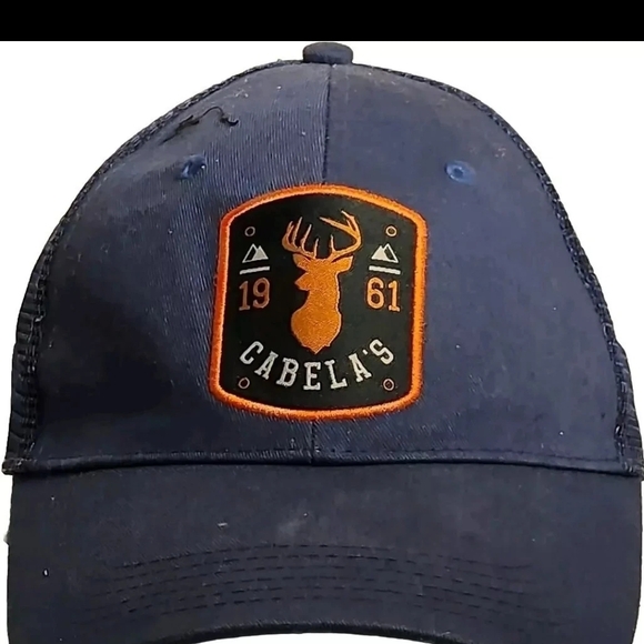 Cabela's Navy Blue Cap with Orange Logo - Picture 1 of 9